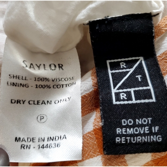 Saylor Women's Laken Gingham Peplum Jumpsuit in Apricot Brown/White sz LG - Picture 6 of 8